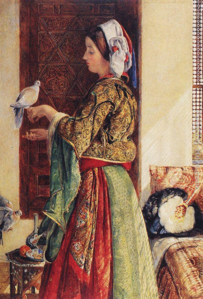 John Frederick Lewis Girl with Two Caged Doves